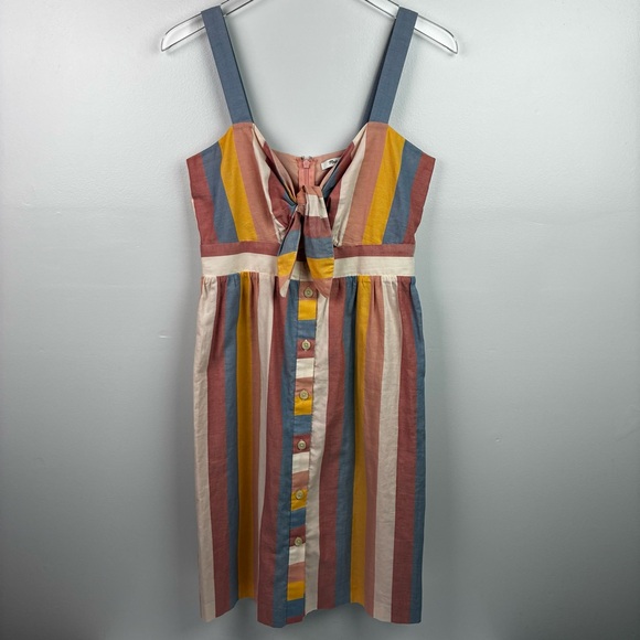 Madewell Tie-Front Cut-Out Sherbet Stripe Dress - Picture 3 of 11